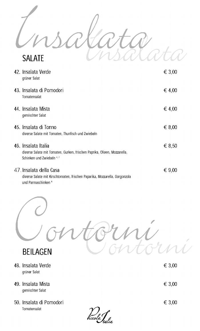 Speisen Piccola Italia