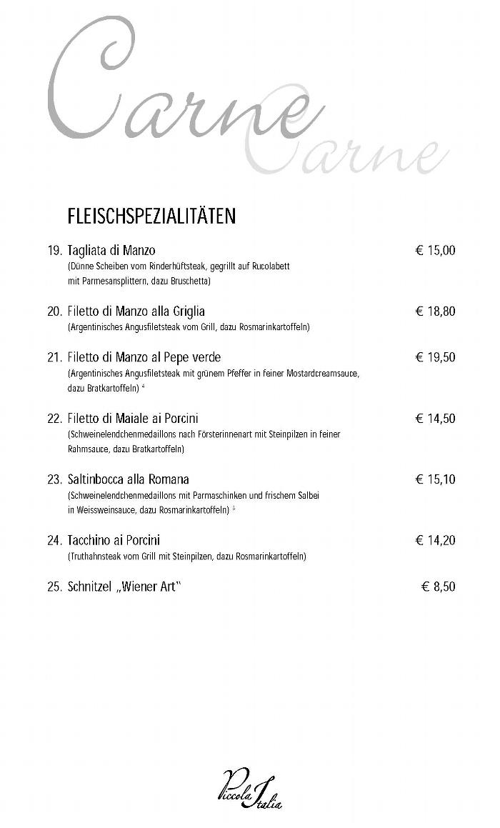 Speisen Piccola Italia