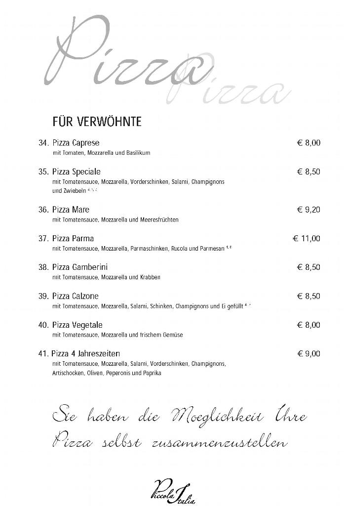 Speisen Piccola Italia